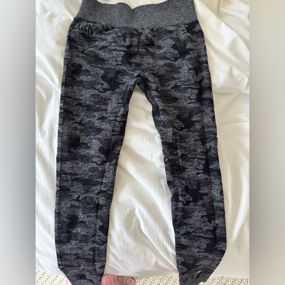 Gray and Black Camouflage Leggings